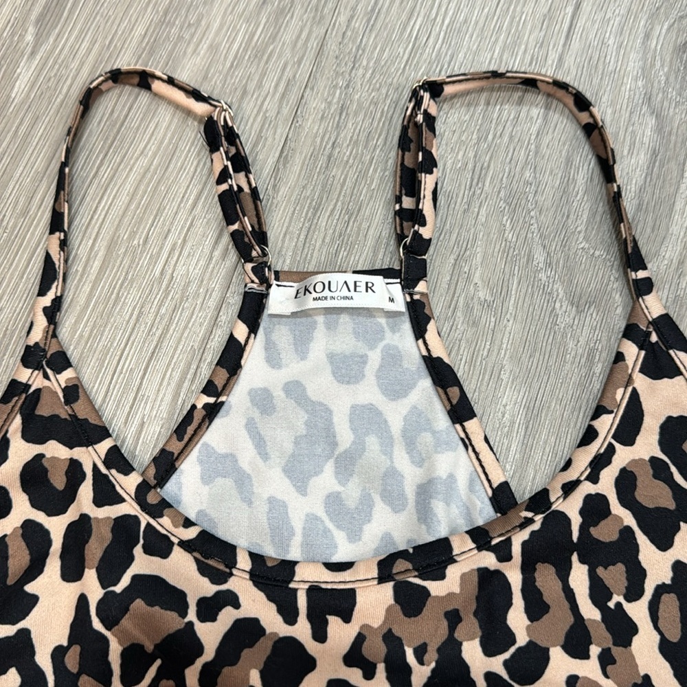 Women’s Coverup Causal Dress Lounge Sleep Leopard Animal Print Razor Back Medium - Picture 8 of 12